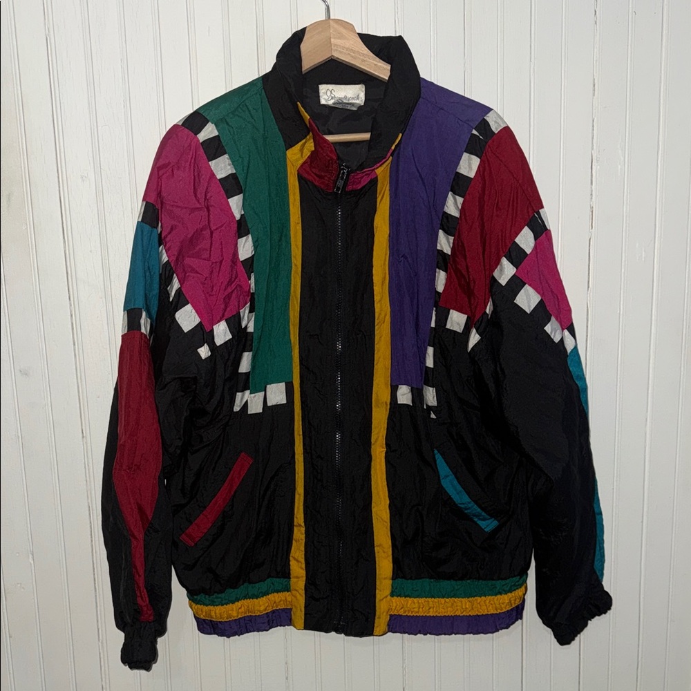 Vintage 80's/90's QS international color block windbreaker Size -Medium - Picture 2 of 8